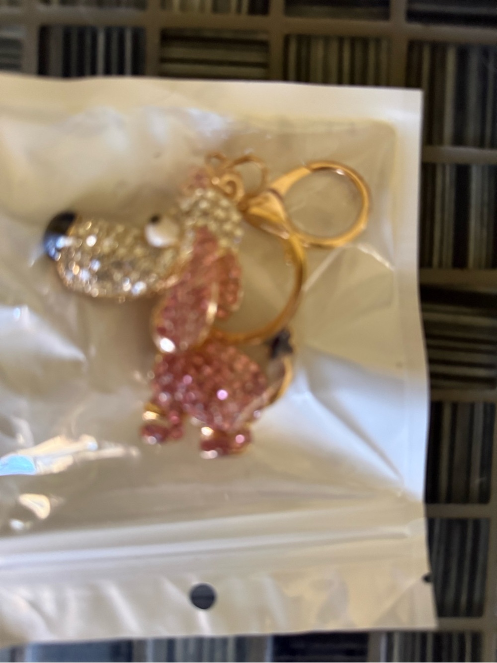 Pink Crystal Poodle Keychain Charm - Women's Jewelry